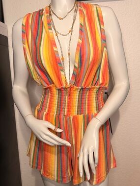Chaser Striped Halter Romper